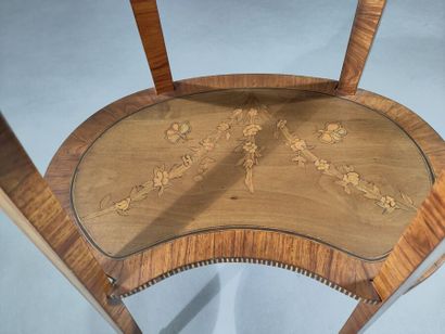 Small oval writing table, in marquetry of...