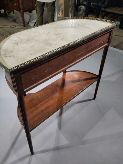 Molded walnut console table opening to a...