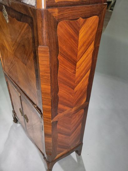 Rosewood and rosewood flap desk, with butterfly-wing...