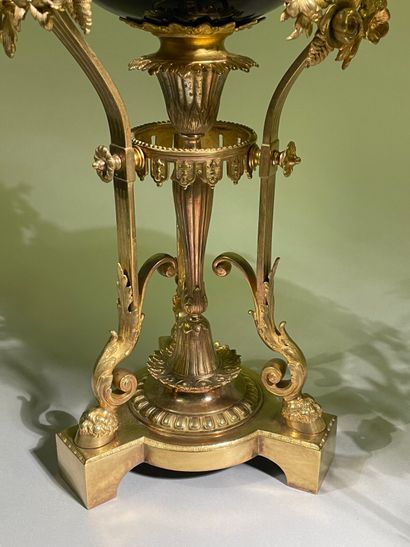 Paire de cassolettes couvertes en porcelaine...
