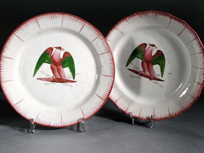 SAINT-CLÉMENT
Set of two earthenware plates,...