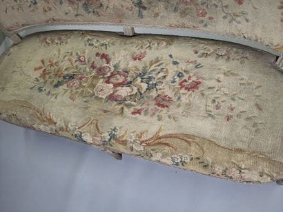 Six armchairs and a sofa in molded, carved...