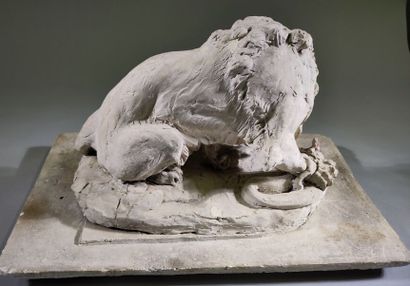 After Antoine-Louis BARYE (1795-1875) 
Lion...