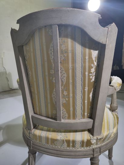 Pair of molded and painted beech armchairs...