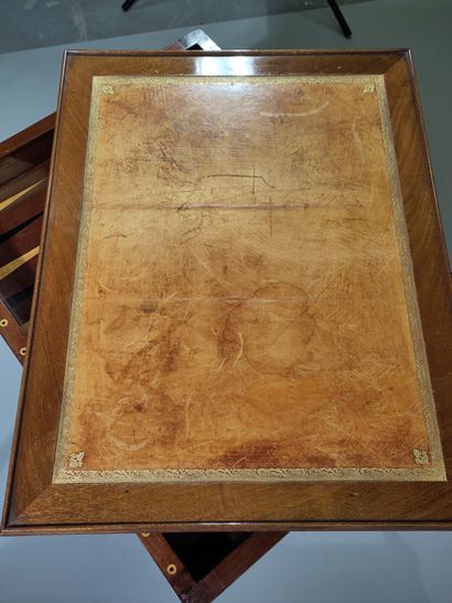 Solid mahogany game table, the scalloped...