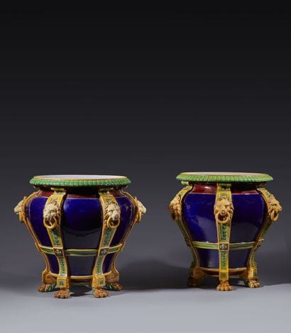 MINTON - XIXe siècle
Paire de cache-pots...