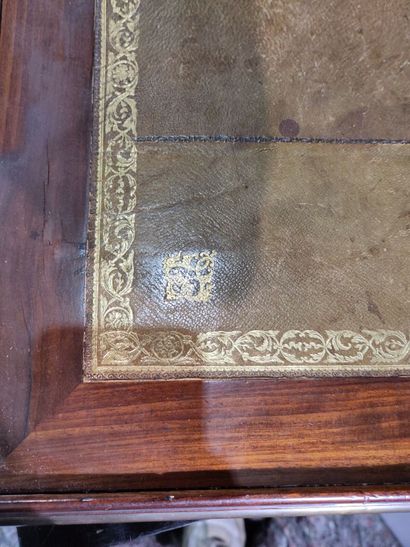 Mahogany and ebony game table, opening with...