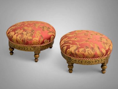 Paire de petits tabourets circulaires en...