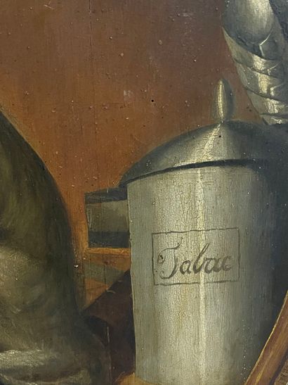 Paire de panneaux peints en forme d'écusson...