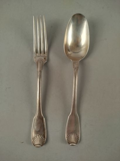 Importante ménagère en argent et argent fourré,...