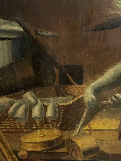 Paire de panneaux peints en forme d'écusson...