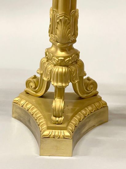 Paire de grands candélabres en bronze doré,...