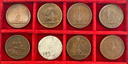 Reunion of eight medals including: 
1674...