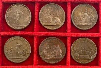 Reunion of six medals including: 
1666 (Mort...