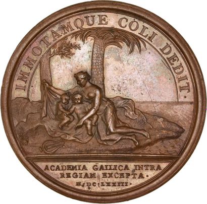Reunion of six medals including: 
1673 (L'Académie...