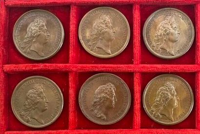 Reunion of six medals including: 
1666 (Mort...