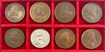 Reunion of eight medals including: 
1674...