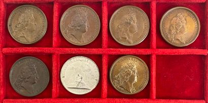 Reunion of seven medals including : 
1688...