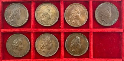 Reunion of seven medals including: 
1674...