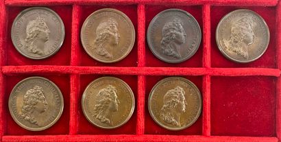 Reunion of seven medals including : 
1663...
