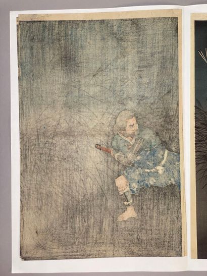 Tsukioka Yoshitoshi (Japon, 1839-1892) 
Triptyque...