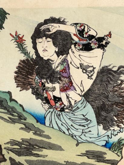 Tsukioka Yoshitoshi (Japon, 1839-1892) 
Deux...