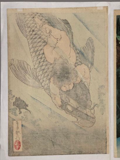 Tsukioka Yoshitoshi (Japon, 1839-1892) 
Deux...