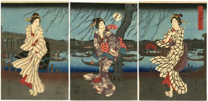 Utagawa Hiroshige (Japon, 1797-1858) 
Triptyque...
