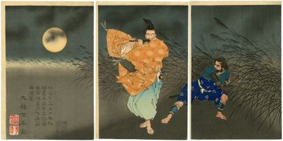 Tsukioka Yoshitoshi (Japon, 1839-1892) 
Triptyque...