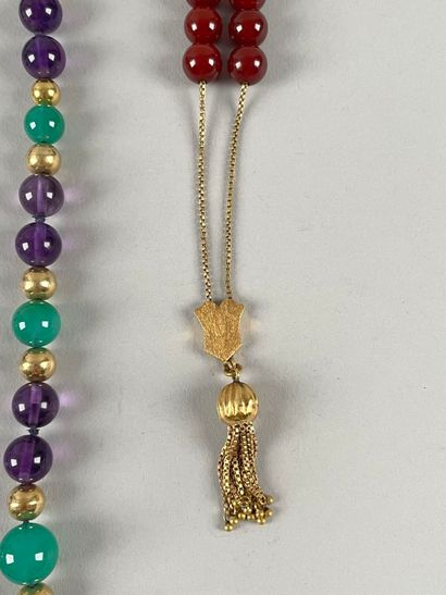 Lot adorned with ornamental stones, amethyst...