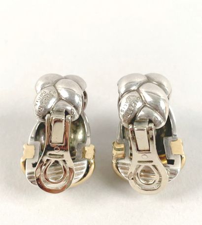 O.J. PERRIN. 
Pair of braided silver ear...