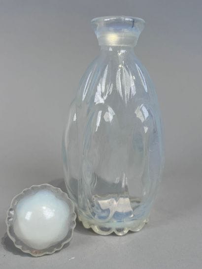 French work 
Covered perfume bottle in opalescent...