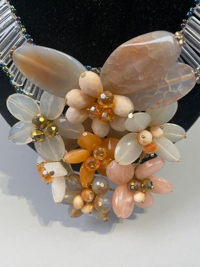 Large necklace with glass and hard stone...