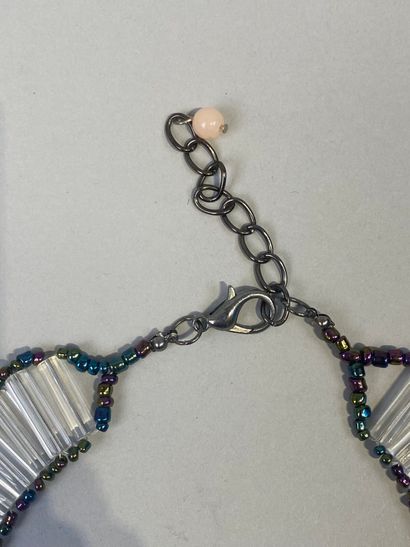 Large necklace with glass and hard stone...