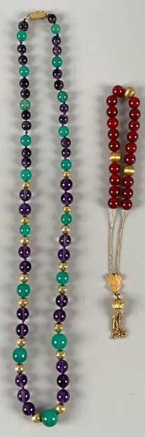 Lot adorned with ornamental stones, amethyst...