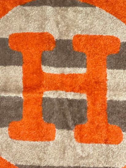 HERMÈS Paris 
Striped brown-beige cotton...