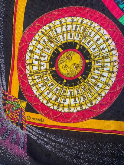HERMÈS Paris
Printed and damask silk twill...