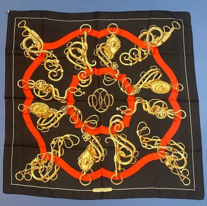 HERMÈS Paris
Printed silk twill square with...