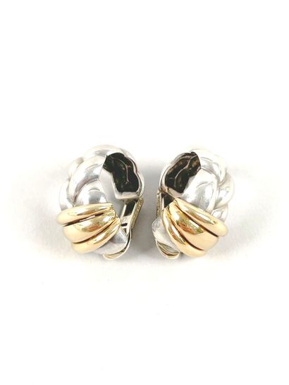 O.J. PERRIN. 
Pair of braided silver ear...