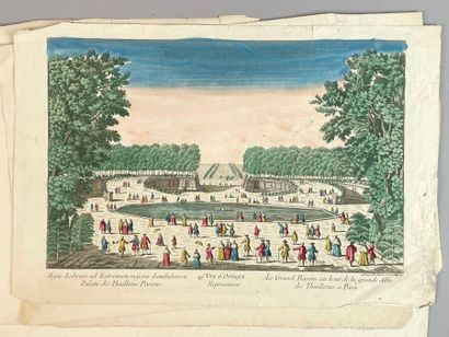 Réunion de douze gravures et vues d'optiques,...