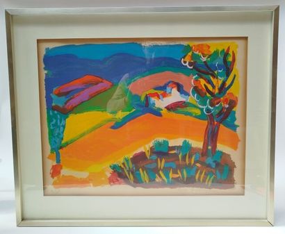 D'après Pierre AMBROGIANI (1907-1985).
Paysage...