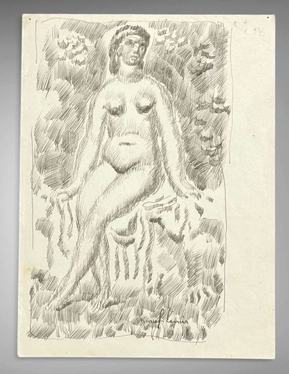 Marcel LENOIR (1872-1931).
Baigneuse.
Plume...