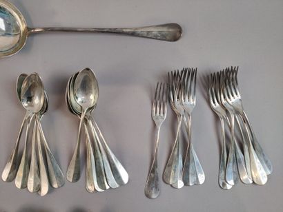 Partie de ménagère en argent modèle uniplat,...