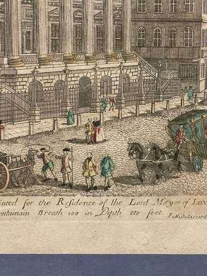 Quatre gravures rehaussées ou vues d'optiques...