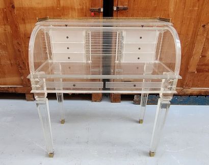 COMATEC.
Bureau à cylindre en plexiglas,...