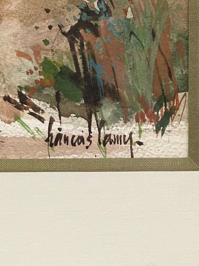 François LAMY (1855-1919).
Bord de rivière.
Aquarelle,...