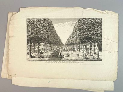 Réunion de douze gravures et vues d'optiques,...