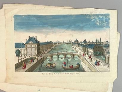 Réunion de douze gravures et vues d'optiques,...