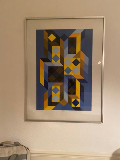 D'après Victor VASARELY (1906-1997).
Tridim-Gordes.
Sérigraphie.
Haut....