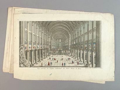 Réunion de douze gravures et vues d'optiques,...